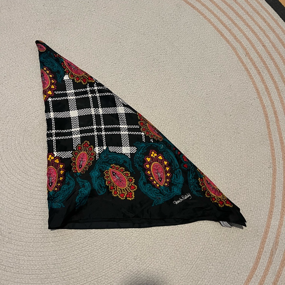 Diane von Furstenberg 42” paisley and plaid silk square scarf